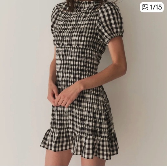 Doen Dresses & Skirts - Doen Rizzo Black and White Gingham Mini Dress